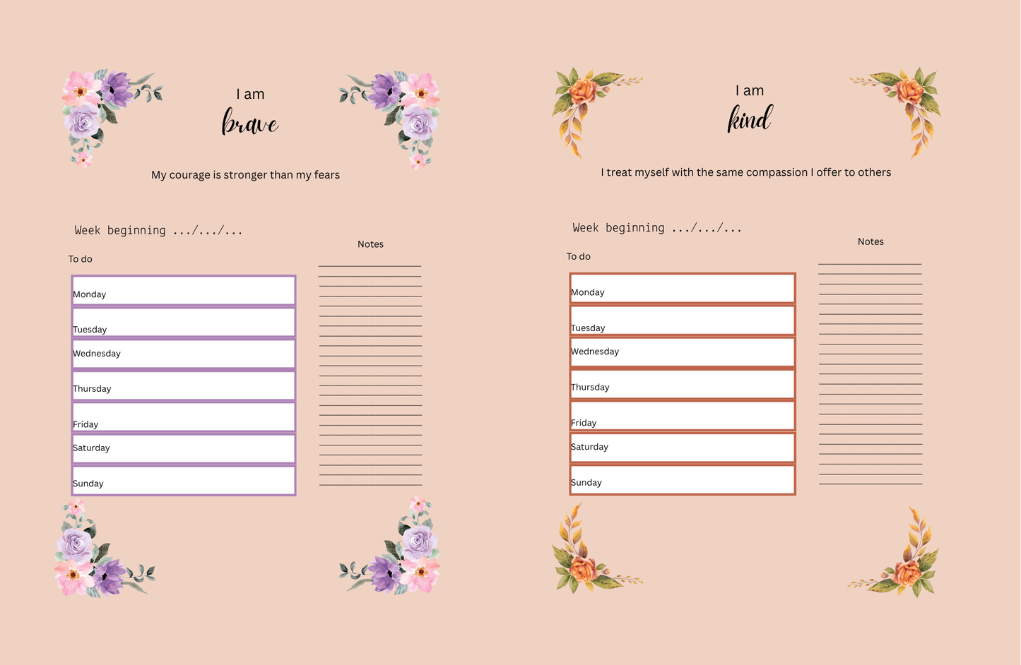 Positive affirmations planner (mountain)