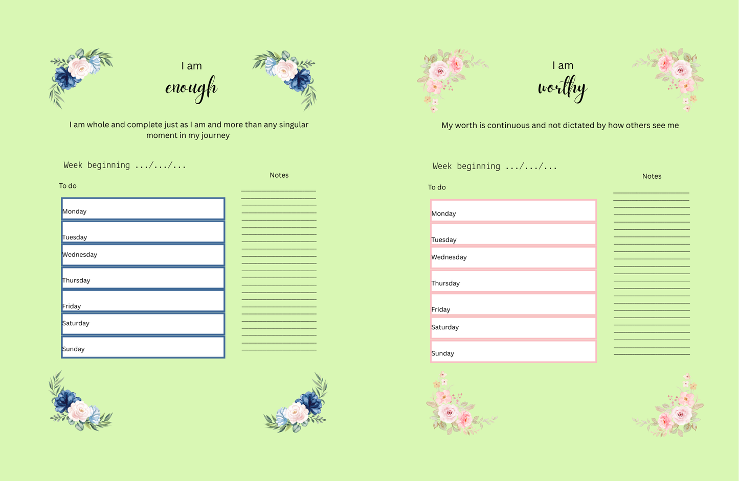 Positive affirmations planner (forest)