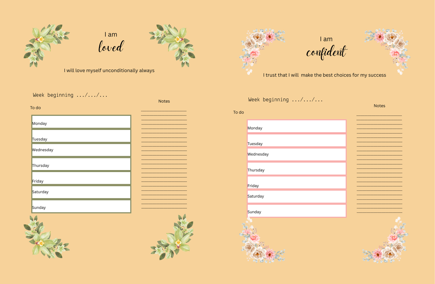 Positive affirmations planner (autumn)