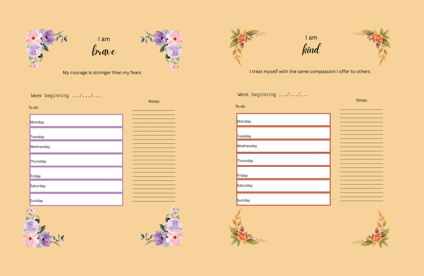 Positive affirmations planner (autumn)