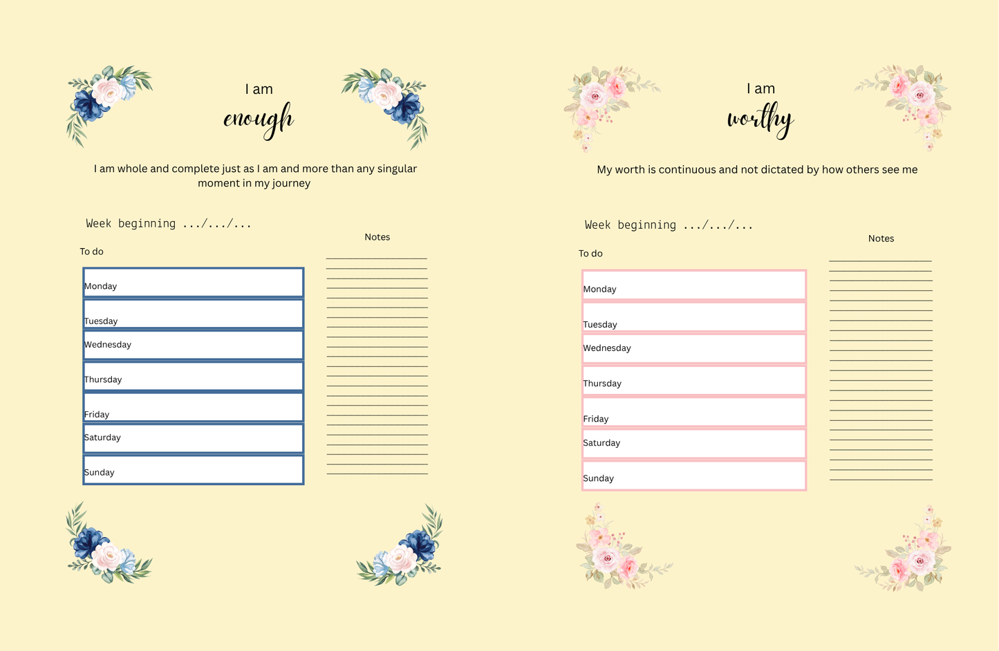 Positive affirmations planner (sunshine)