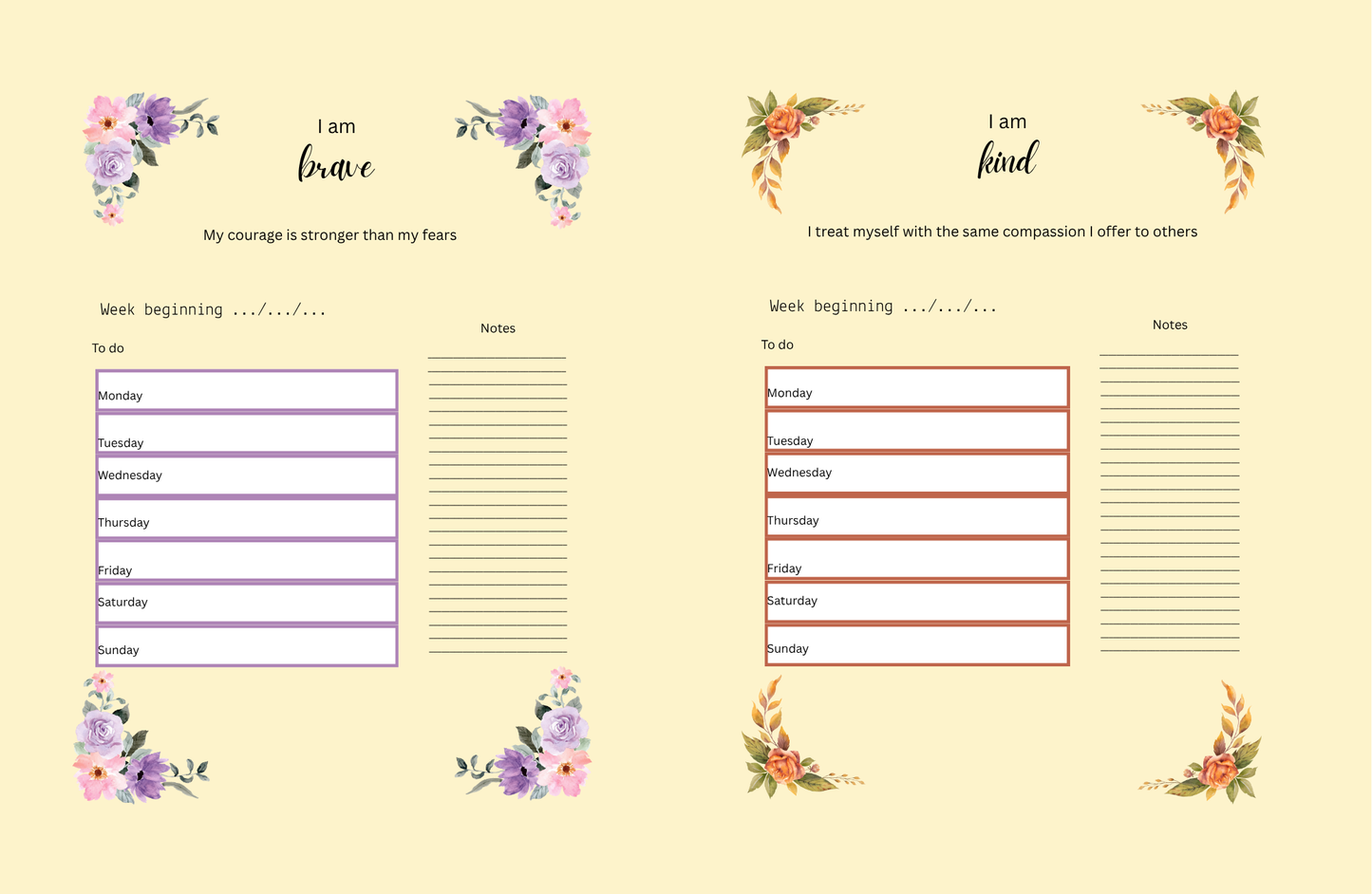 Positive affirmations planner (sunshine)