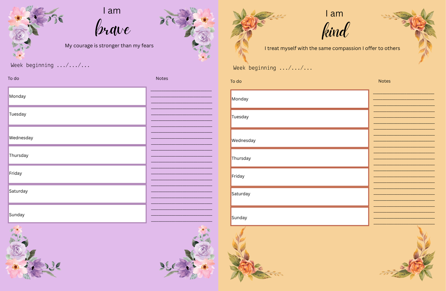 Positive affirmations planner (rainbow)