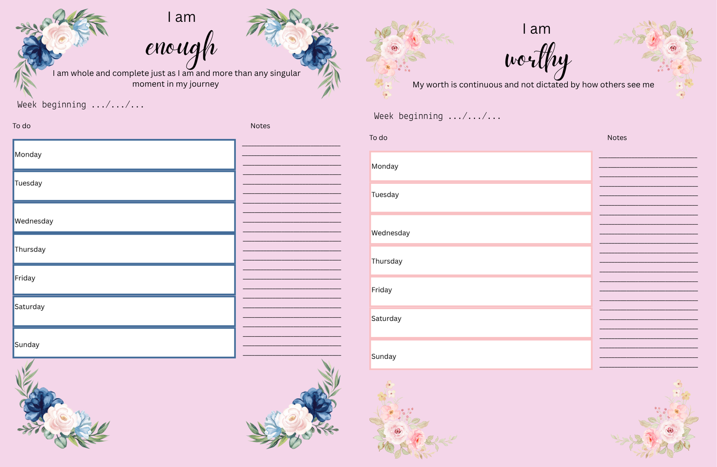 Positive affirmations planner (bouquet)